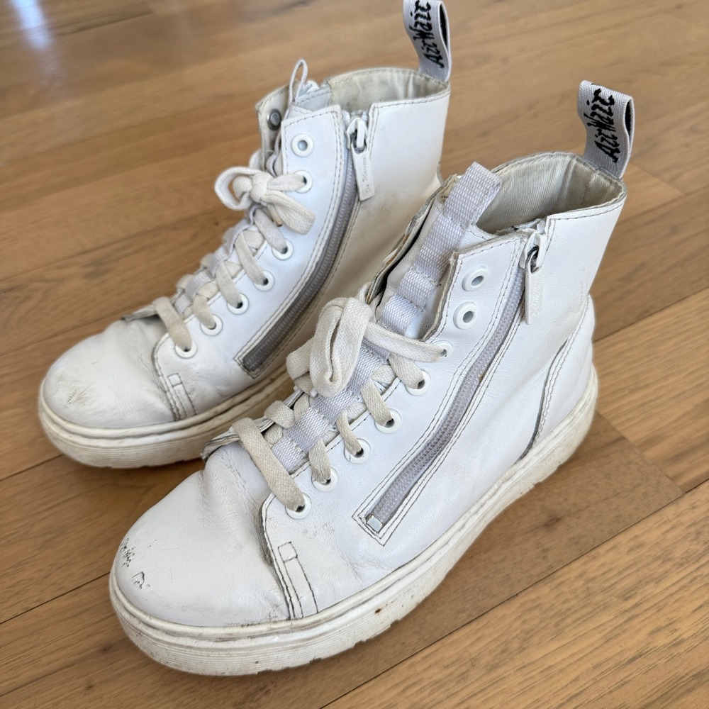 Dr. Martens Talib Zip White Leather High Top Sneakers Mens 5 Womens 6 AW005